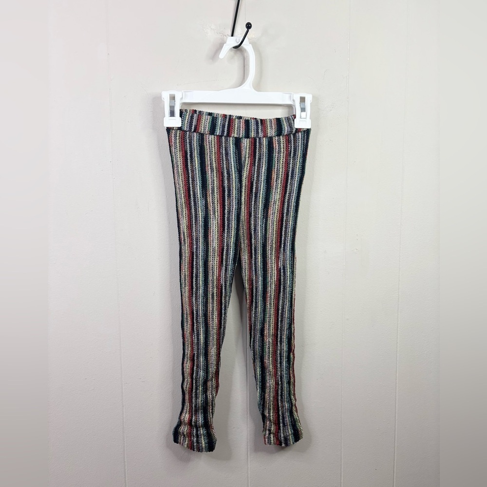 Missoni kids knit stripe pants leggings pull on sz 4-5 years shimmer multicolor